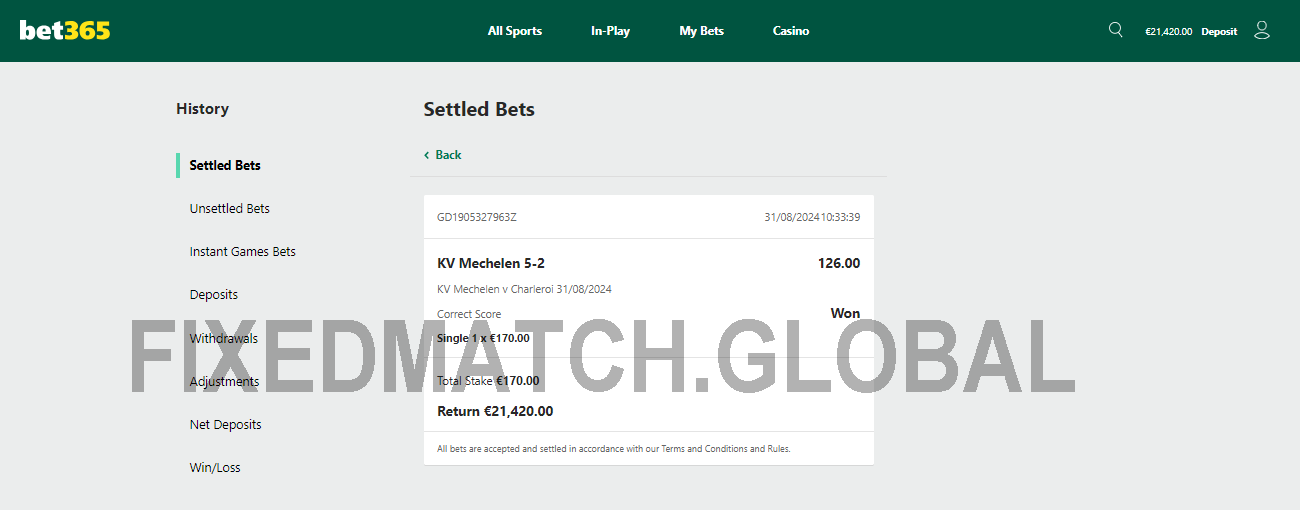 Correct Score Fixed Matches